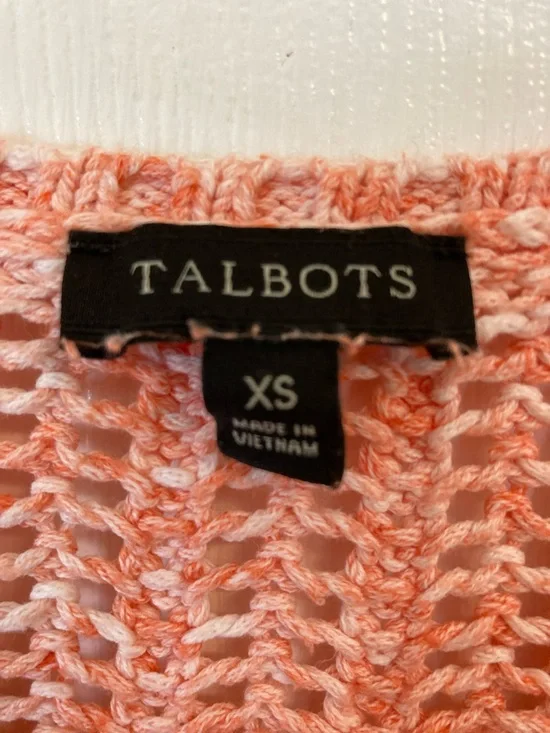 Talbots Coral-Peach Open-Weave Crewneck Sweater - Picture 2 of 8